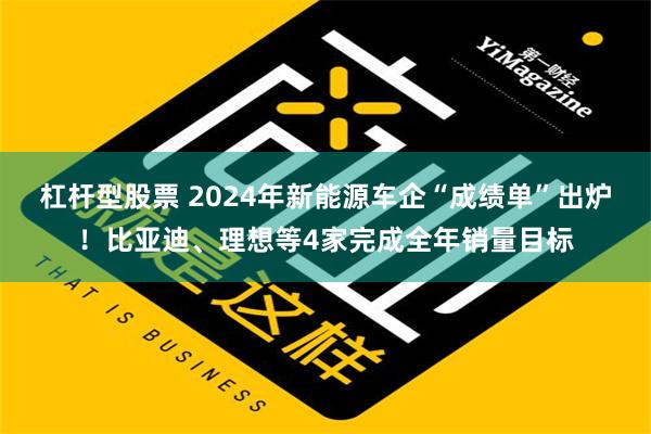 杠杆型股票 2024年新能源车企“成绩单”出炉！比亚迪、理想等4家完成全年销量目标