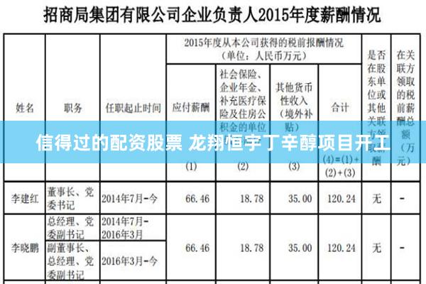 信得过的配资股票 龙翔恒宇丁辛醇项目开工